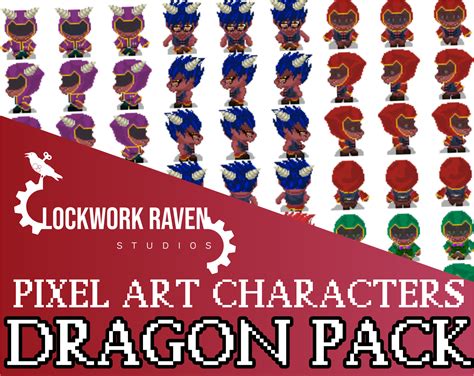 Pixel Art Characters Dragon Pack By Clockwork Raven
