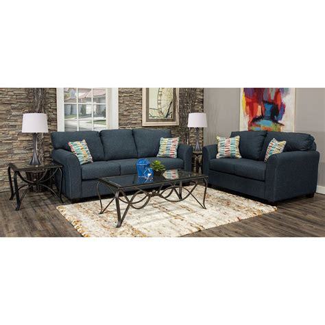 Navy Blue 7 Piece Living Room Set With Sofa Bed Wall St Rc Willey