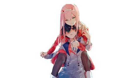 Darling In The Franxx Hiro Lifting Zero Two On Back With