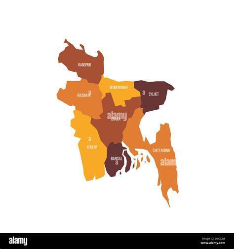 Bangladesh Political Map Of Administrative Divisions Divisions Flat