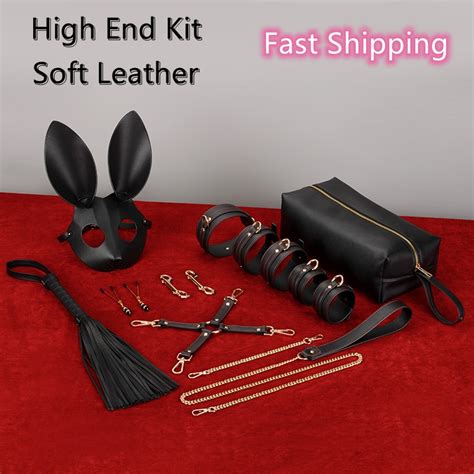 Bdsm Toys Bondage Bunny Leather Set Mask Flogger Nipple Clamps