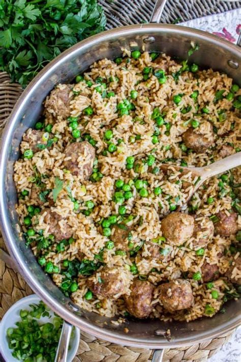 Meatballs And Rice Recipe One Skillet The Food Charlatan