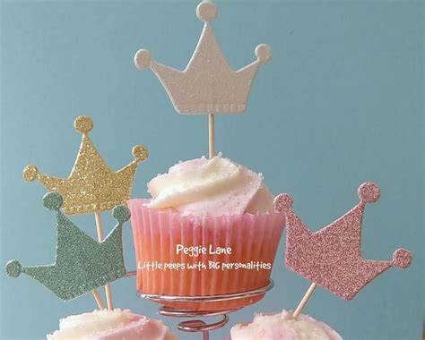 Princess Crown Cupcake Toppers Princess Birthday Party Etsy Crown