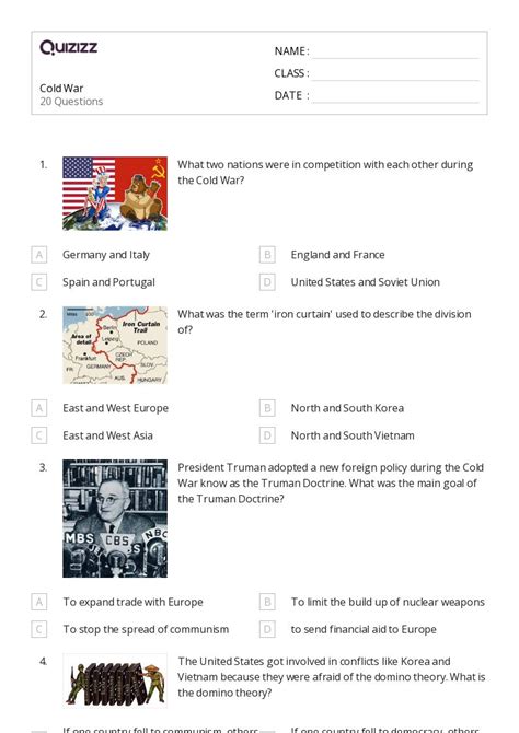 50 Cold War Worksheets For 4th Class On Quizizz Free And Printable