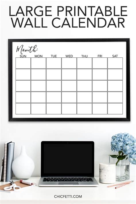 Large Printable Monthly Wall Calendar Blush Ivory Floral