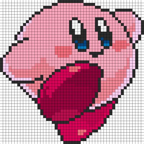 8 Bit Kirby Grid Pixel Art Kirby Perler Star Pixel Bead Patterns Beads
