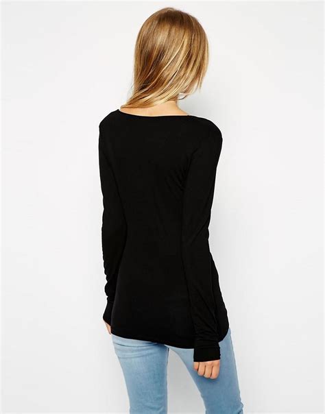 Asos The Scoop Neck Top With Long Sleeves In Black Lyst