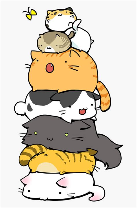 Download Cute Kawaii Cat Stacked On Each Other Wallpaper