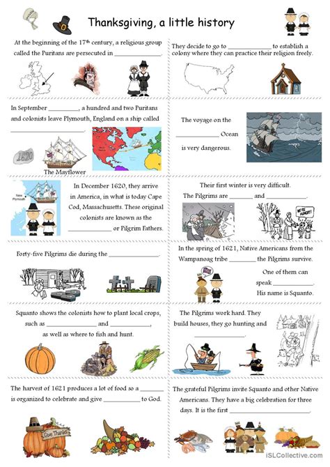 The Origins Of Thanksgiving English Esl Worksheets Pdf And Doc
