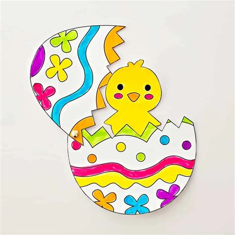 Hatching Chick Craft With Coloring Template Hello Wonderful