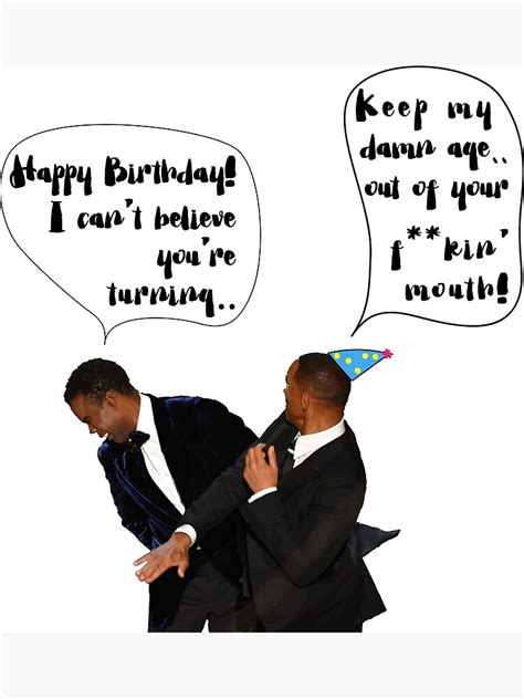 Will Smith Slaps Chris Rock Happy Birthday Card Sticker Art Print