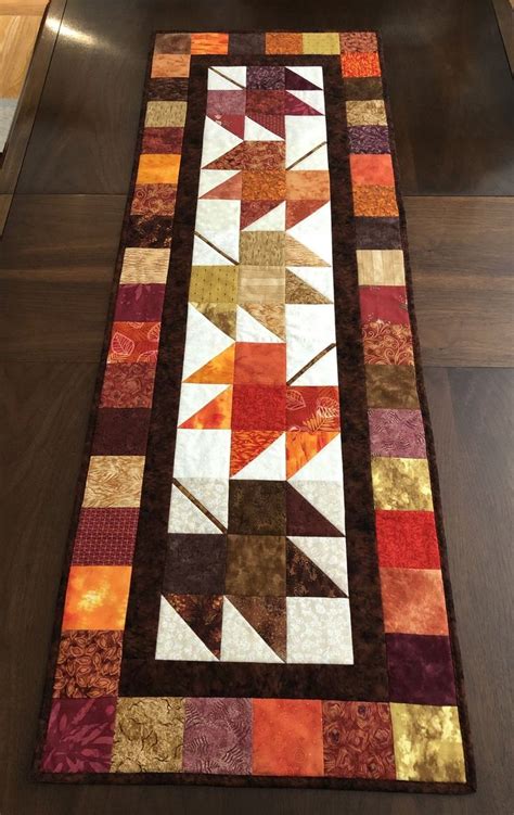 Pillows, sheets, covers, mattress, blankets & throws Quilted Mapleleaf Tablerunner, Gold Orange Red and Brown ...