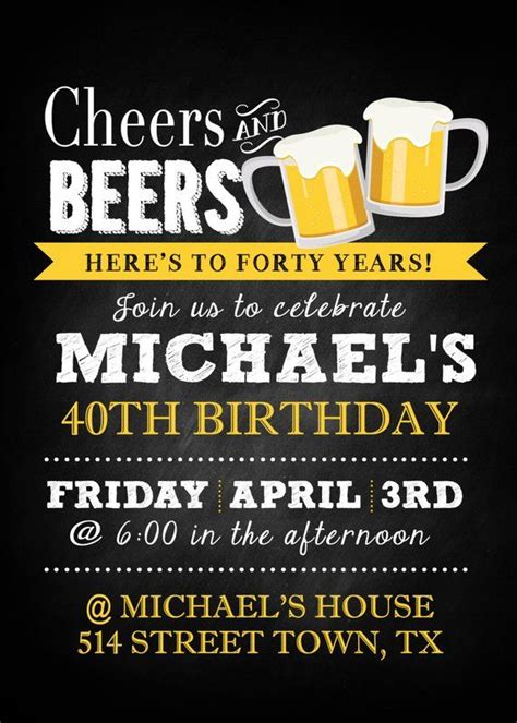 Cheers Beers For 40 Years Invitation Digital File Only Etsy Artofit