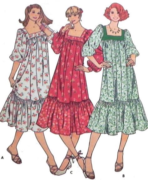 1970s Boho Prairie Dress Sewing Pattern Butterick 5956 Size 6 8 Bust 30