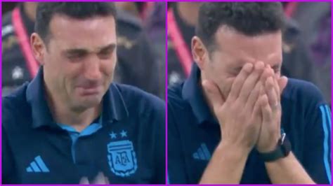 Emotional Scenes As Argentina Coach Lionel Scaloni Cries After Lionel Messi And Co Win Fifa