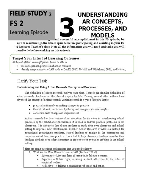 Field Study 2 Learning Episode 3 Pdf Action Research Teachers
