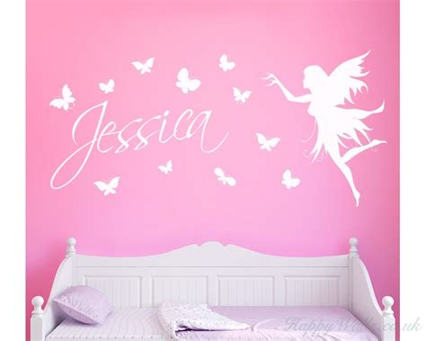 Personalised Name Sticker With Butterflies And Fairy