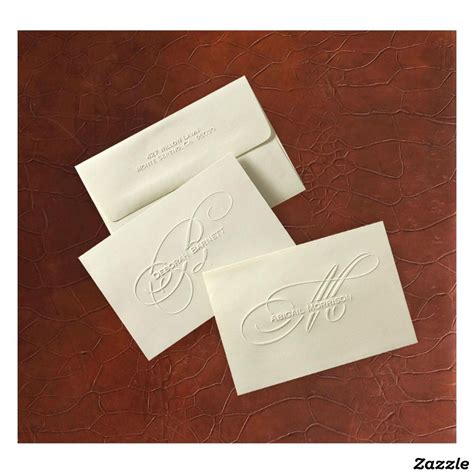 pack of 25 distinctive embossed initial note cards zazzle note card ts note cards
