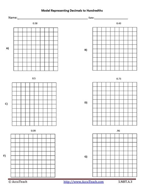 Shading Decimals On A Grid Worksheet