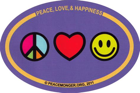 Peace Love And Happiness Bumper Sticker Decal Peace Resource Project