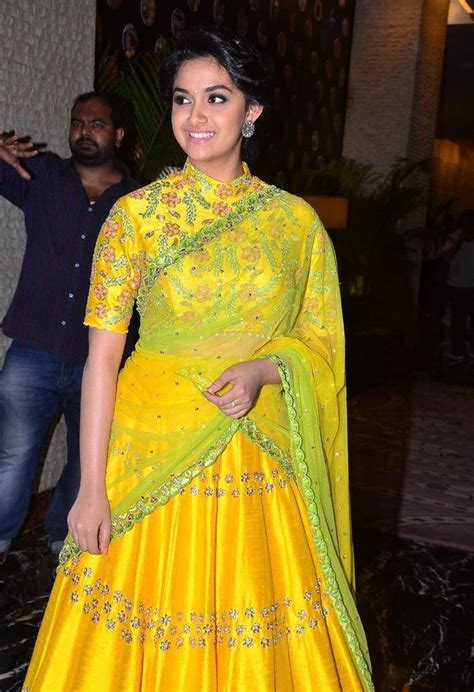 Actress Keerthy Suresh In Yellow Dress At Movie Audio Launch