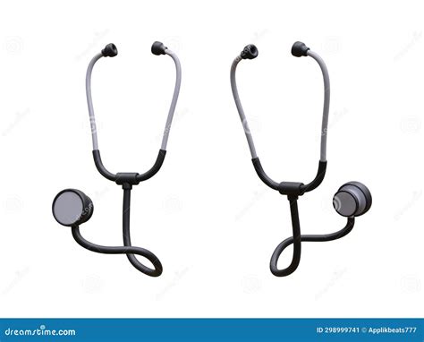 Set Of 3d Realistic Medical Stethoscope Isolated On White Background