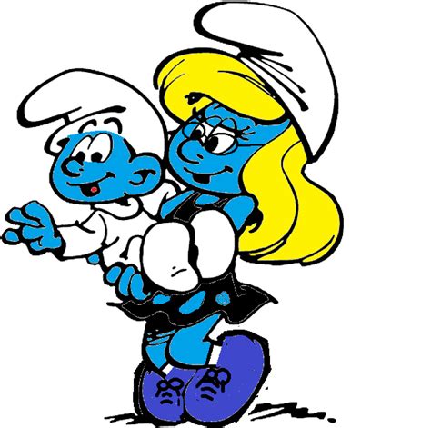 Mama Smurf Holding Baby