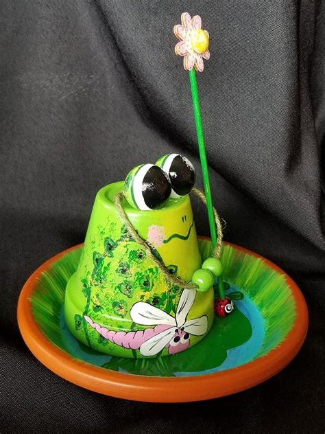 Ready To Ship 3 Hand Painted Small Frog Clay Pot Etsy In 2021 Clay