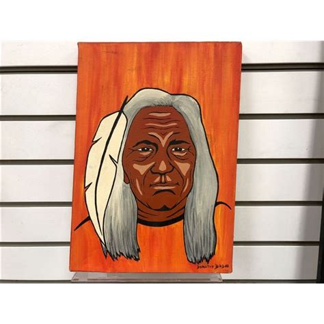 First Nations Original Painting On Canvas By Artist Dorothy Bird 1982 Approx 14in X 10in