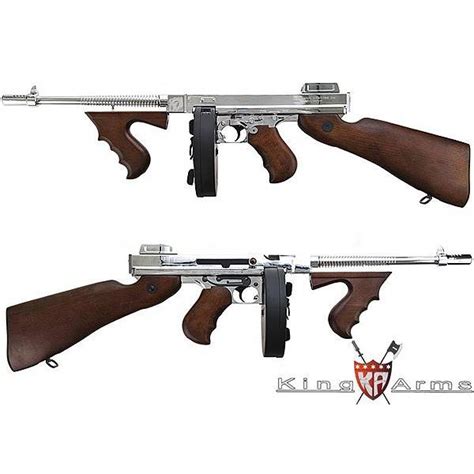King Arms Thompson M1928 Real Wood Full Metal Silver
