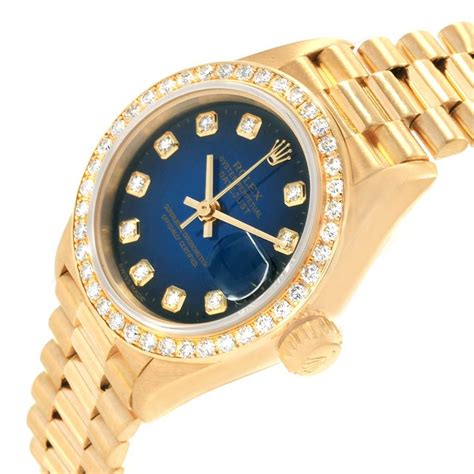 Rolex President Datejust Yellow Gold Vignette Diamond Ladies Watch