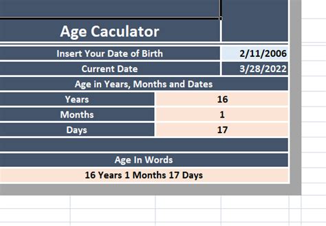 Age Calculator Excel Template For Free