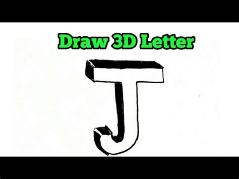 A drawing is a 2d model of 3d space if you want it to be. How to draw letter J in 3D - very easy drawing of 3d ...