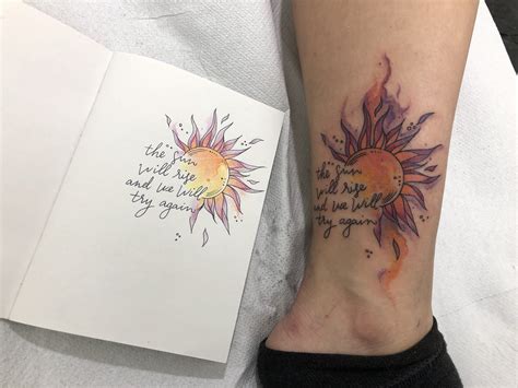 Watercolor Sunrise Tattoo