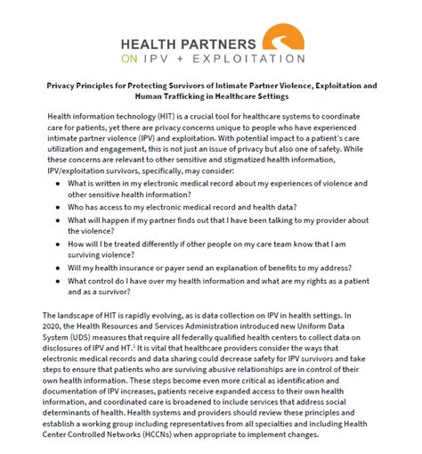 Privacy Principles For Protecting Survivors Of Intimate Partner Violence Exploitation And Human