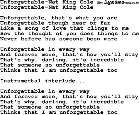 Love Song Lyrics For Unforgettable Nat King Cole