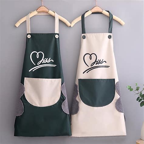 Windfall Hand Wiping Pvc Kitchen Apron Household Waiter Waterproof Waist Cooking Gown