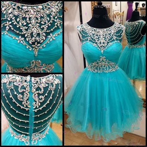 Short Blue Beaded Homecoming Dresses Tulle Mini Prom Dresses Sexy Party