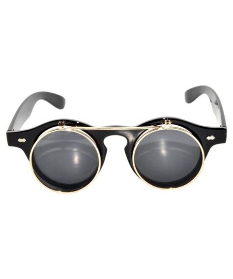New Fashion Vintage Retro Steampunk Wayfarer Circle Flip Up Sunglasses Steampunk Sunglasses