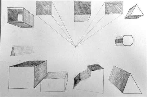 One Point Perspective Block Drawing
