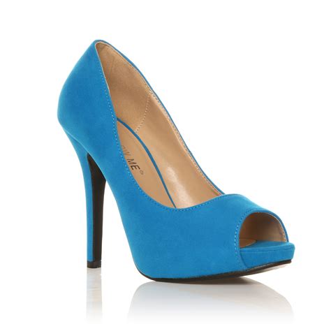 Tia Turquoise Faux Suede Stiletto High Heel Platform Peep Toe Shoes Ebay