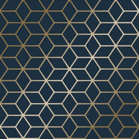 Cubic Shimmer Metallic Wallpaper In Navy Blue And Gold I Love Wallpaper