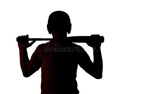 Silhouette Of Fit Baseball Player Holding His Bat Stock Photo Image