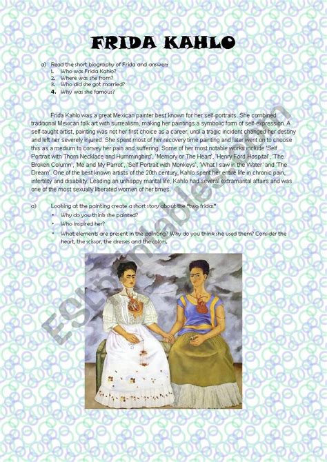 Frida Kahlo Esl Worksheet By Jose584