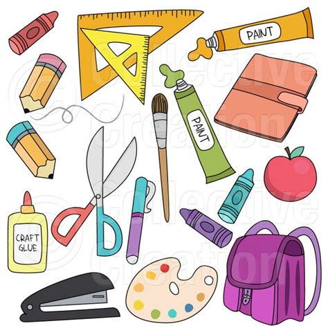 Back To School Supplies Digital Clip Art By Collectivecreation