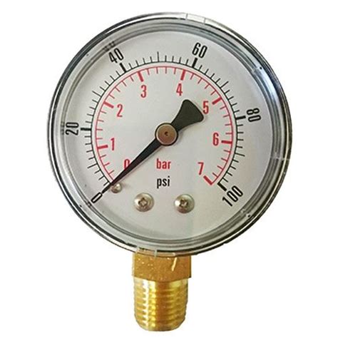 Pressure Gauge 0 7 Bar 100 Psi 14 Inch Bottom Connection Pumps Uk