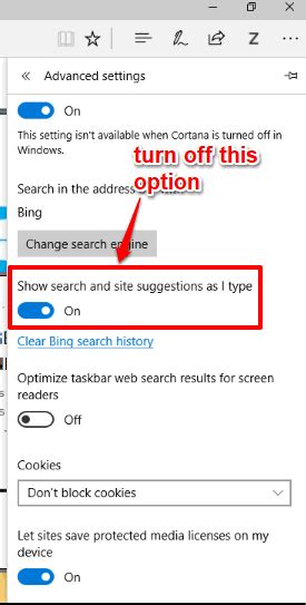 How To Disable Search Suggestions In Address Bar Of Microsoft Edge