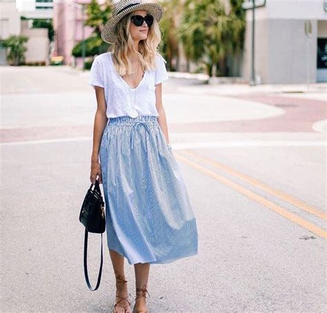 Super Simple Summer Outfit Wide Brim Straw Hat Tshirt And Skirt