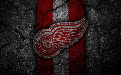 4k Free Download Detroit Red Wings Logo Hockey Club Nhl Black