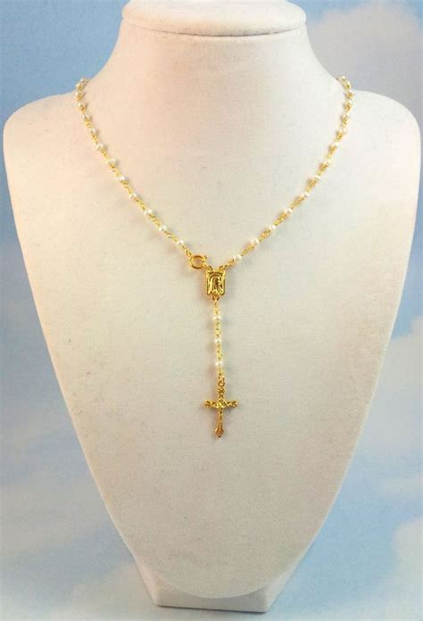 Best Seller Gold Rosary Necklace Women Crucifix Cross Miraculous Mary